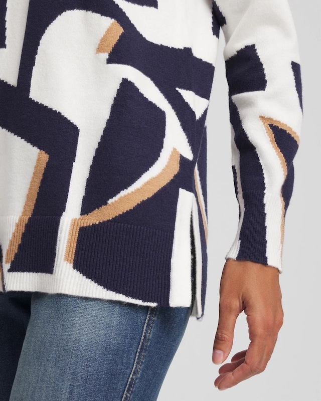 Geo Intarsia V-Neck Tunic - image 5
